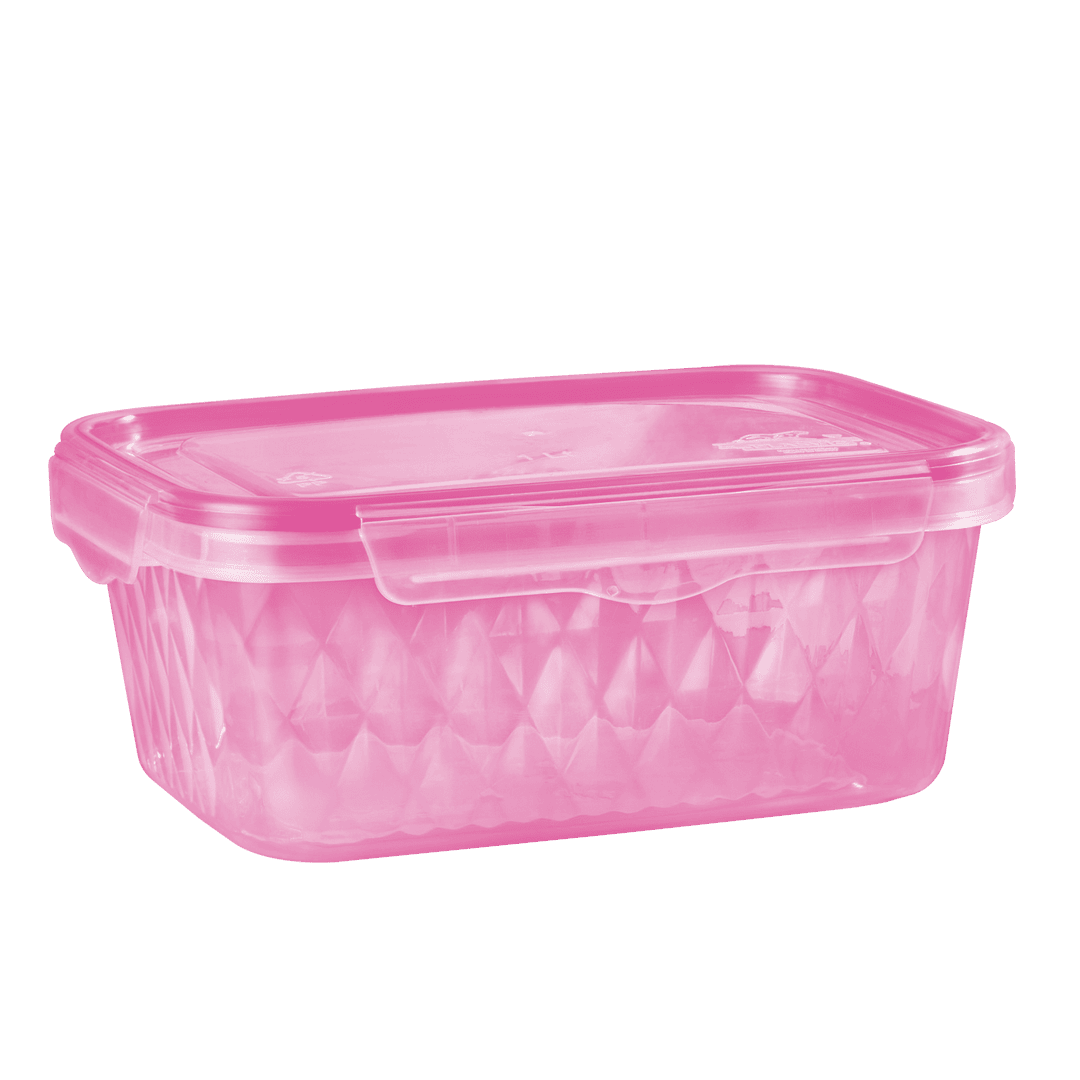 Contenedor Rosa 1 Litro Liga Cierre Seguro Microondas