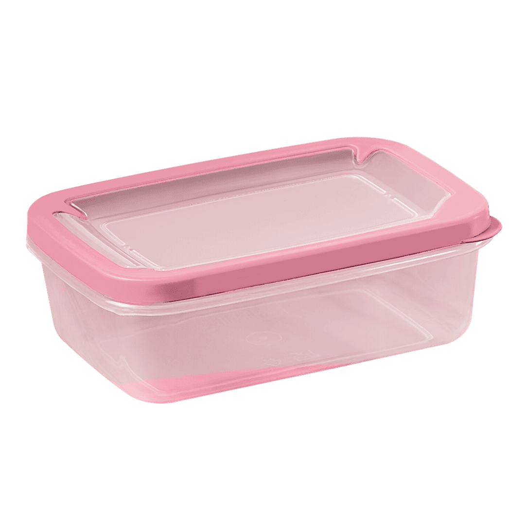 Contenedor Plástico Rosa 500ml Organizador Snacks Porciones