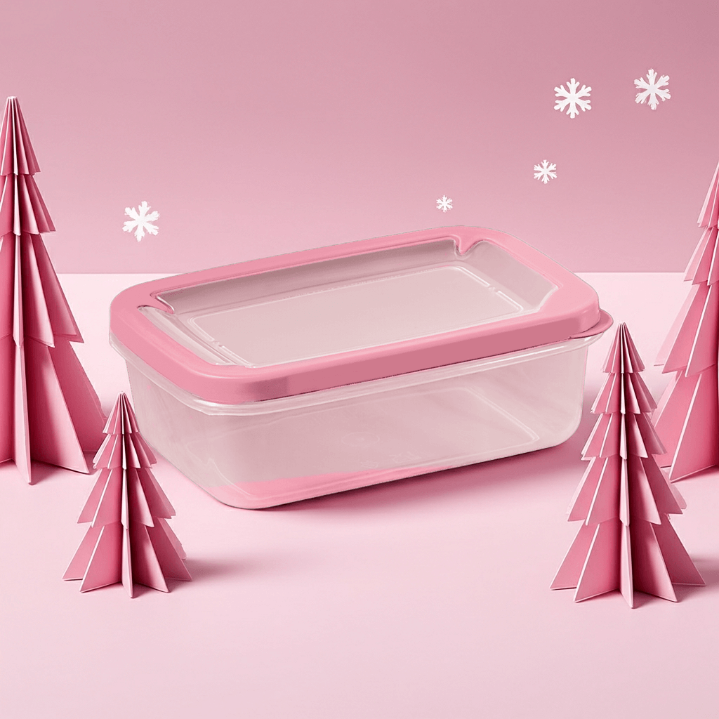 Contenedor Plástico Rosa 500ml Organizador Snacks Porciones