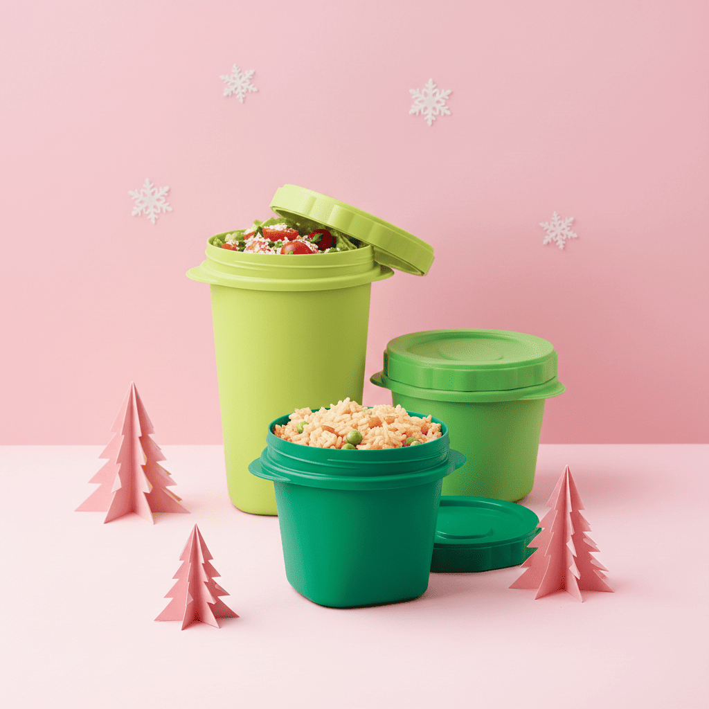 Set 3 Contenedores Verdes Tapa Rosca 550 ml y 950 ml