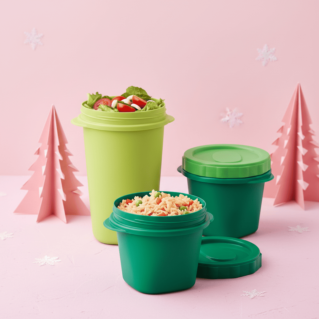 Set 3 Contenedores Verdes Tapa Rosca 550 ml y 950 ml