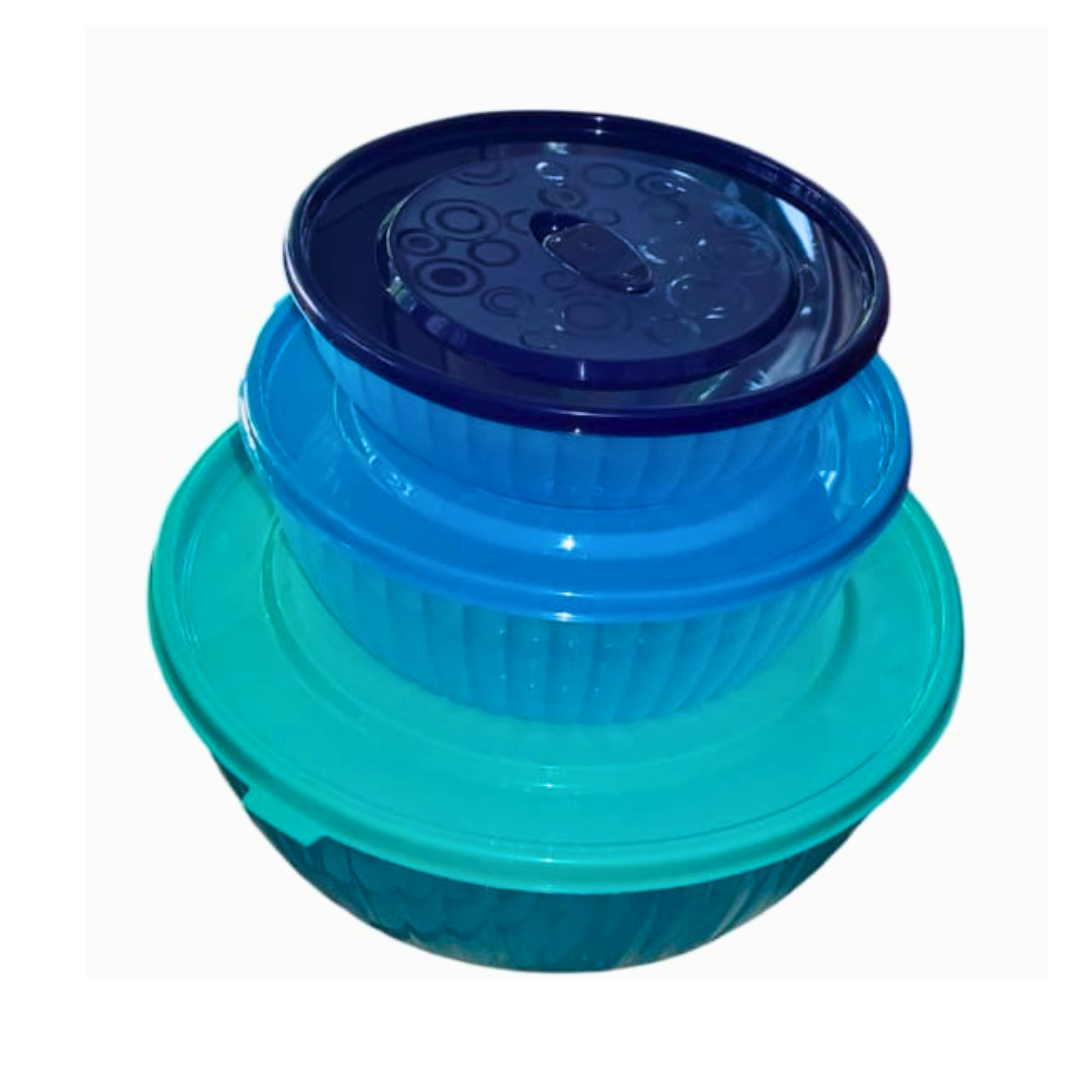 Set 3 Plastirefractarios Azules Válvula 500ml a 2.5 L