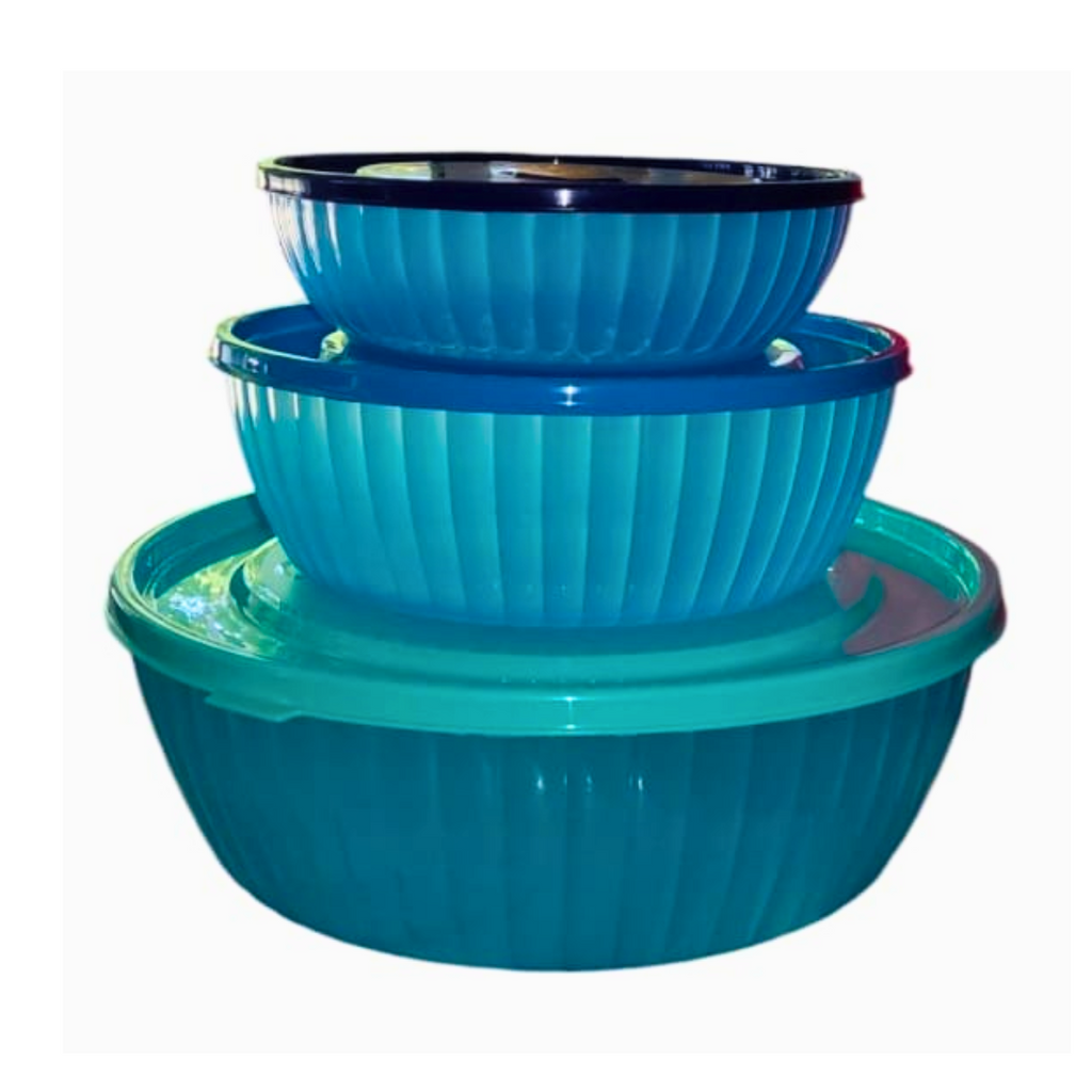 Set 3 Plastirefractarios Azules Válvula 500ml a 2.5 L