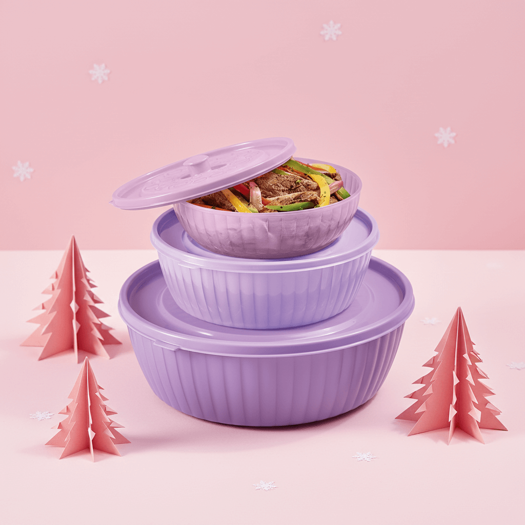 Set 3 Plastirefractarios Lila 500ml 1.2L 2.5L Válvula