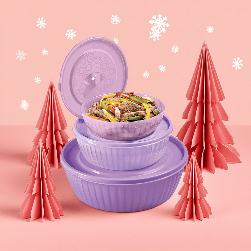 Set 3 Plastirefractarios Lila 500ml 1.2L 2.5L Válvula