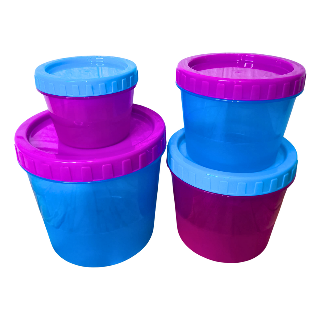 Set 4 Contenedores Redondos Azul Fiusha 150 ml a 1.1 L