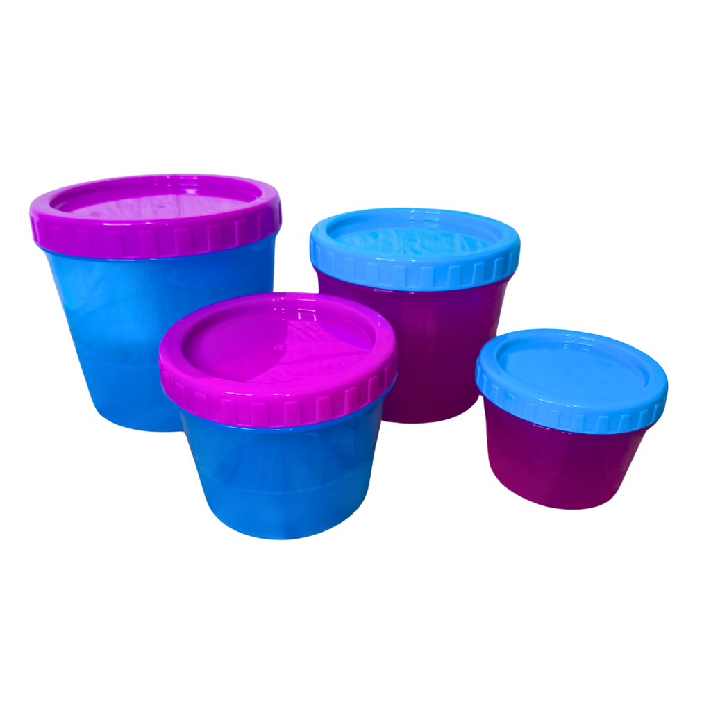 Set 4 Contenedores Redondos Azul Fiusha 150 ml a 1.1 L