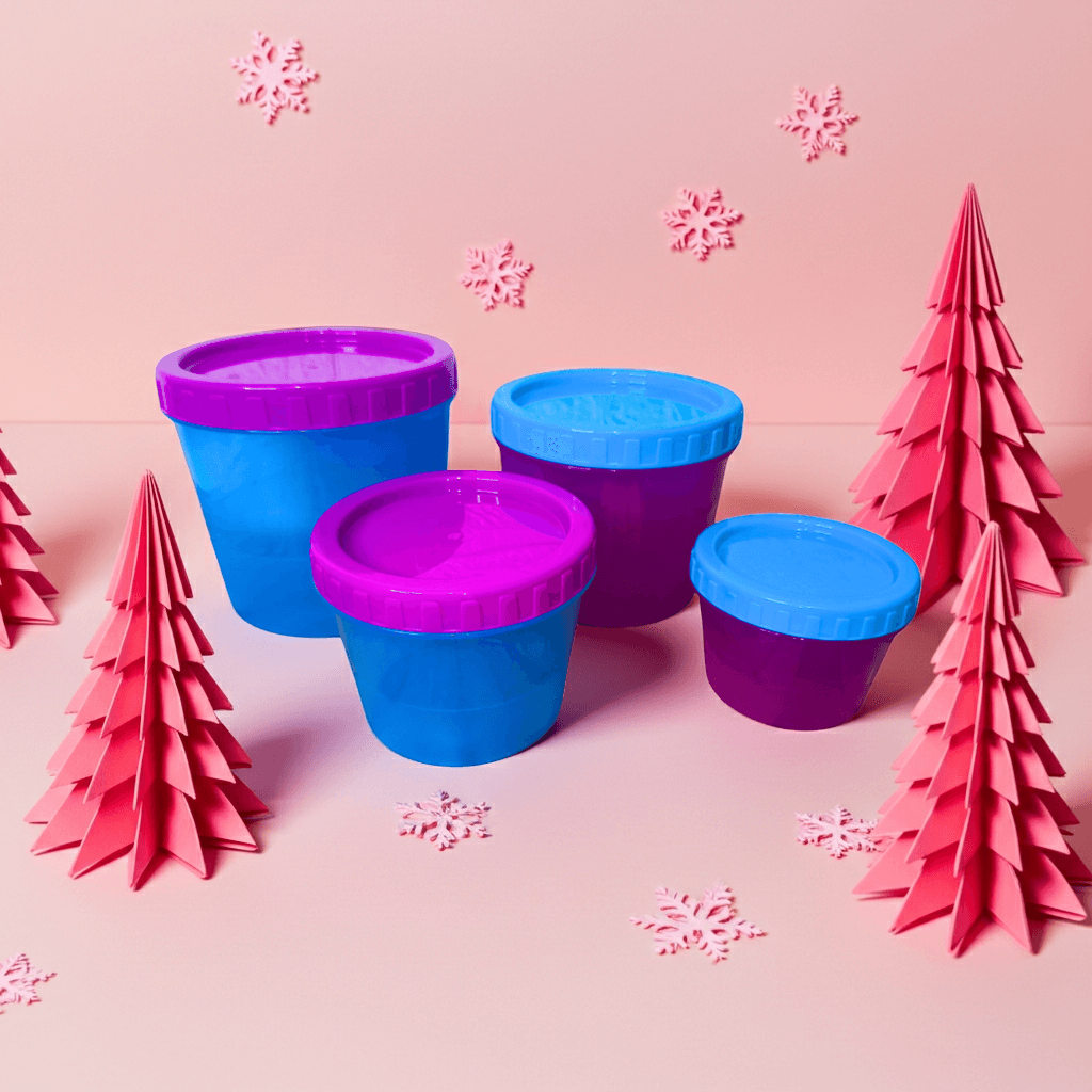 Set 4 Contenedores Redondos Azul Fiusha 150 ml a 1.1 L