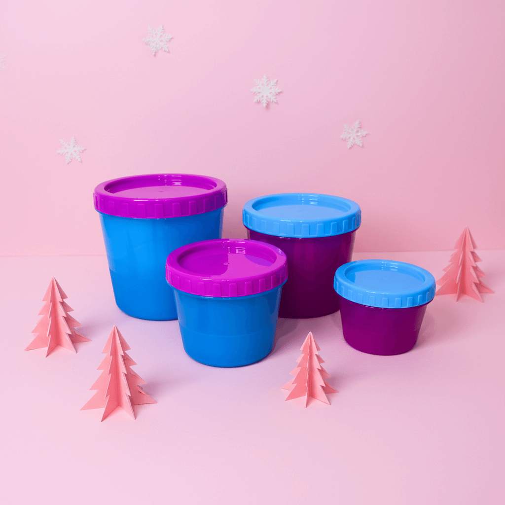 Set 4 Contenedores Redondos Azul Fiusha 150 ml a 1.1 L