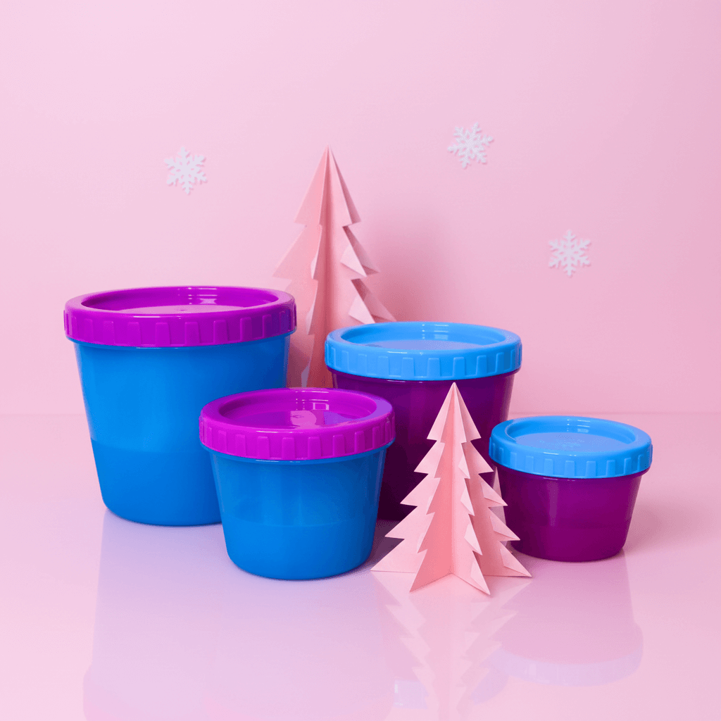 Set 4 Contenedores Redondos Azul Fiusha 150 ml a 1.1 L