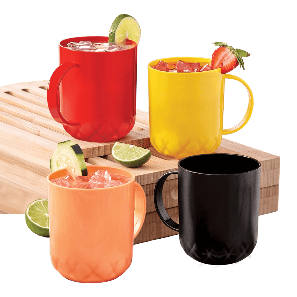 Set 4 Tazas Plástico 450ml Bebidas Calientes y Frías