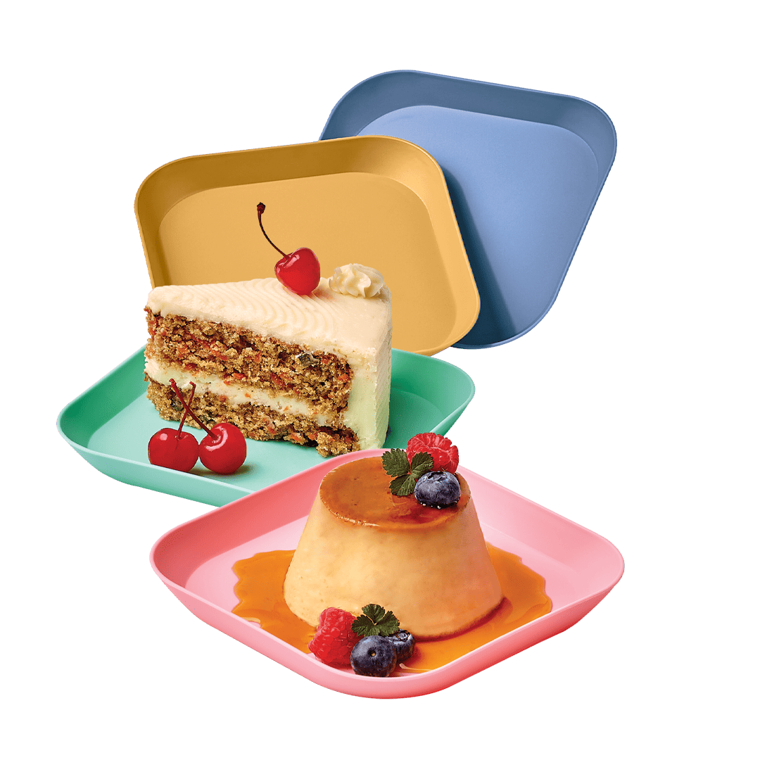 Set 4 Platos Cuadrados Postre 14.5cm Elegantes Reutilizables