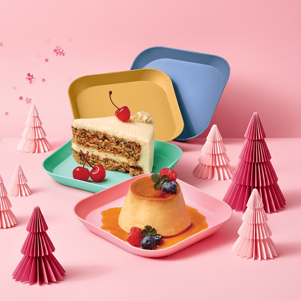 Set 4 Platos Cuadrados Postre 14.5cm Elegantes Reutilizables