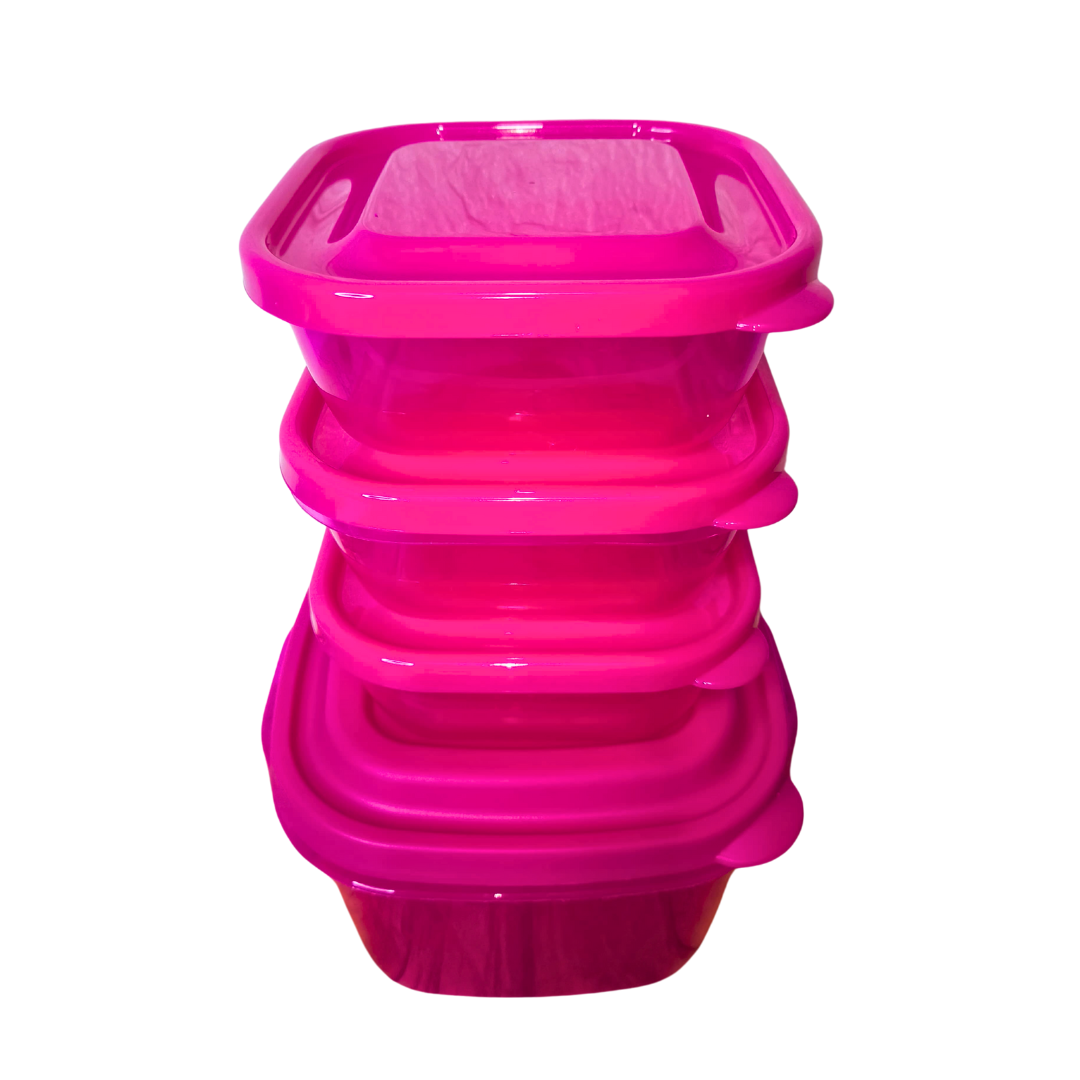 Set 4 Recipientes Plástico Fiusha Tapas Organizadores