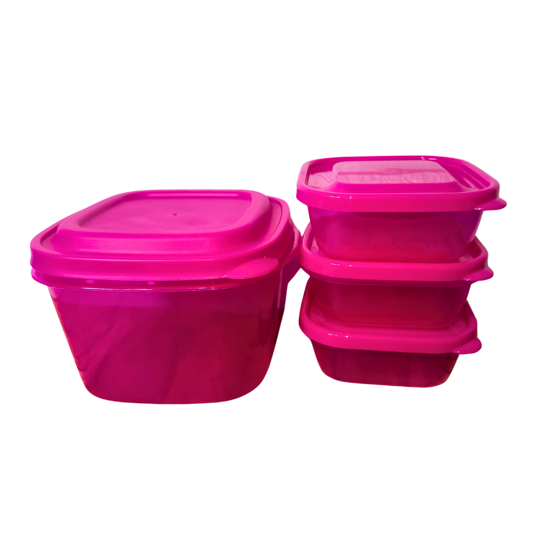 Set 4 Recipientes Plástico Fiusha Tapas Organizadores