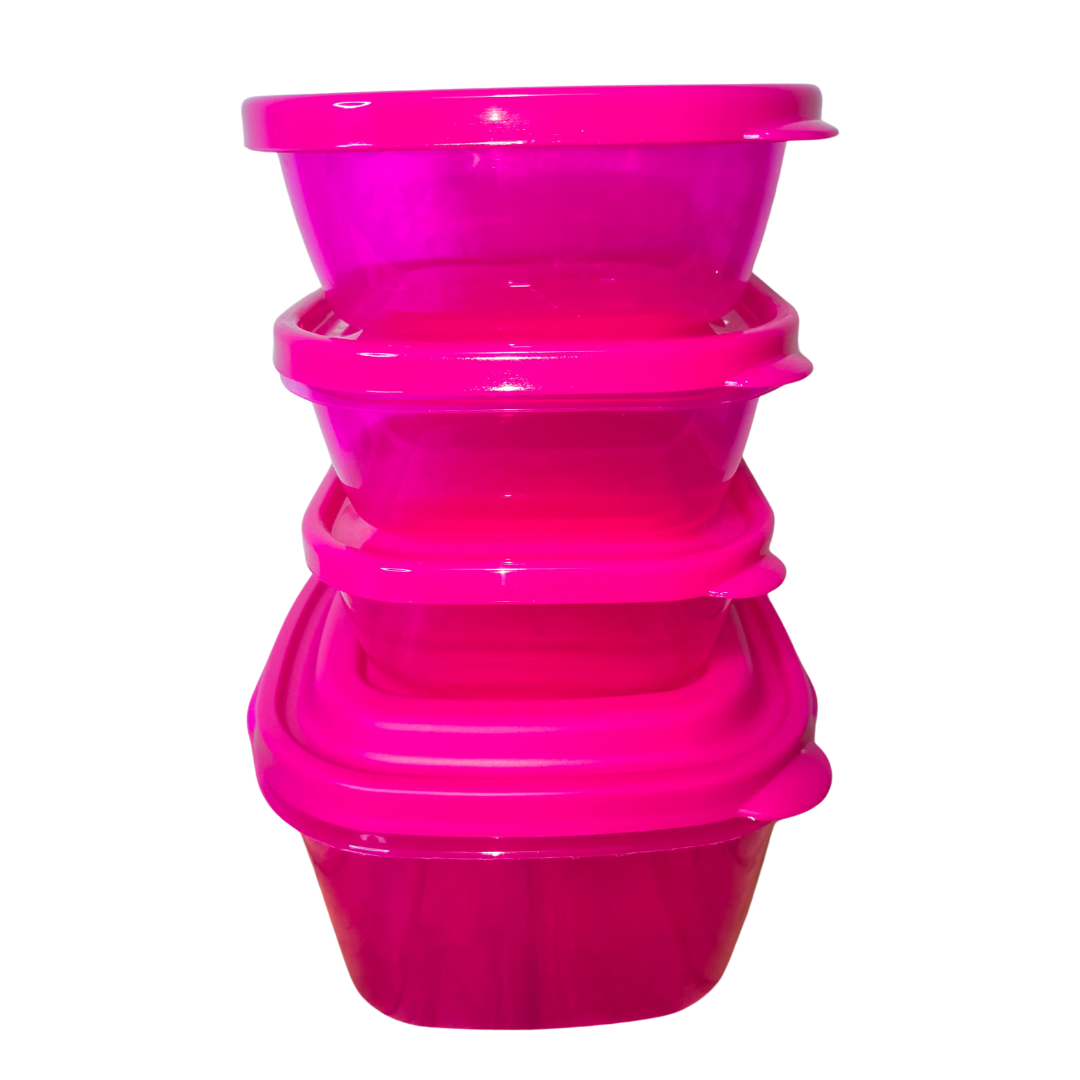 Set 4 Recipientes Plástico Fiusha Tapas Organizadores