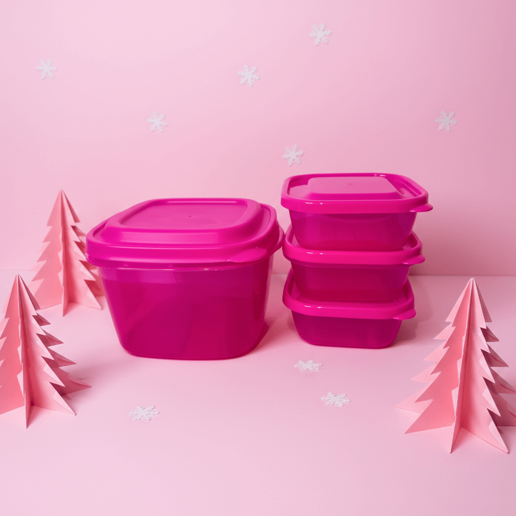 Set 4 Recipientes Plástico Fiusha Tapas Organizadores