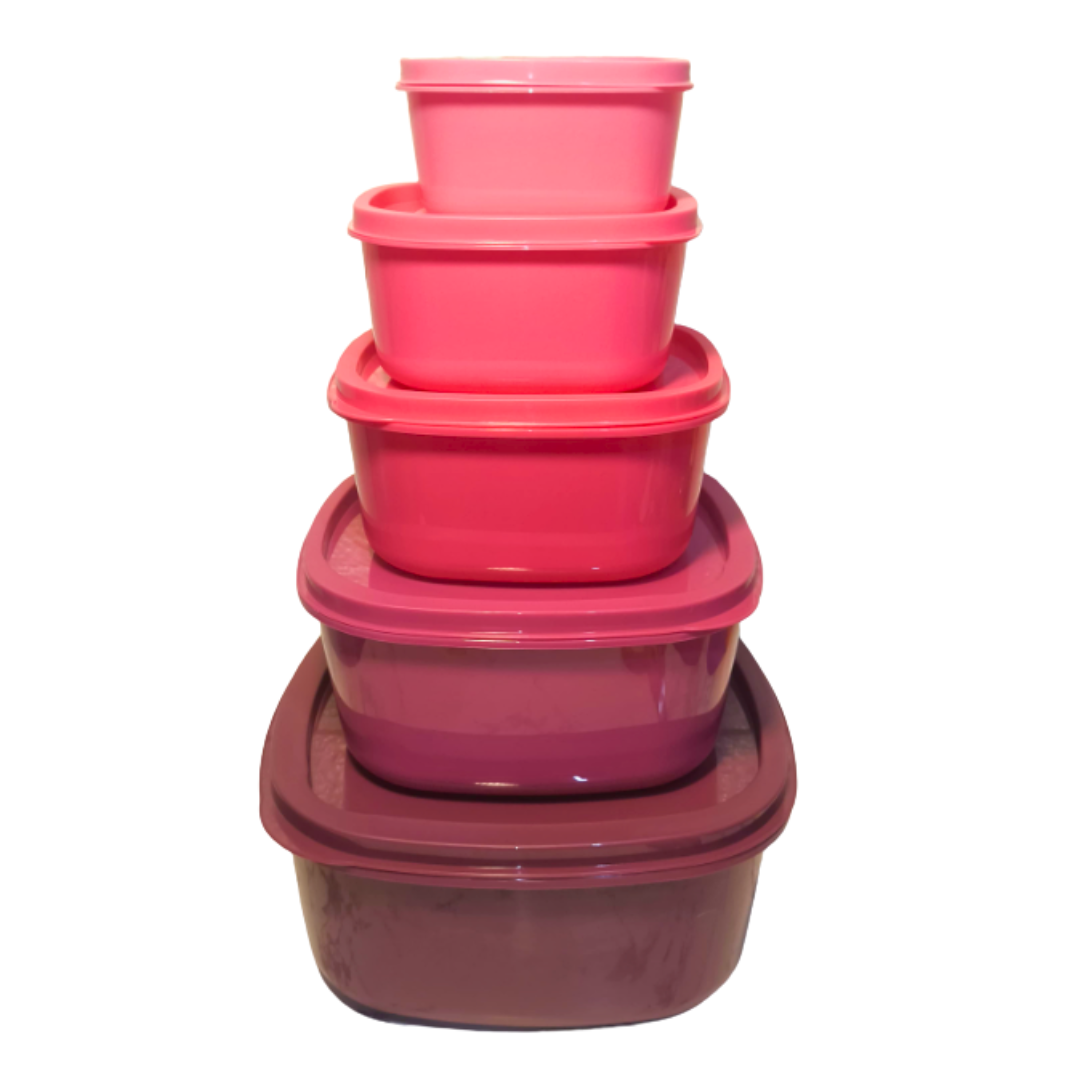 Set 5 Contenedores Rosa-Guinda 200 ml a 2.5 L ¡Organiza!