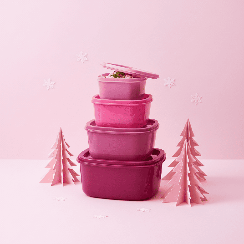 Set 5 Contenedores Rosa-Guinda 200 ml a 2.5 L ¡Organiza!