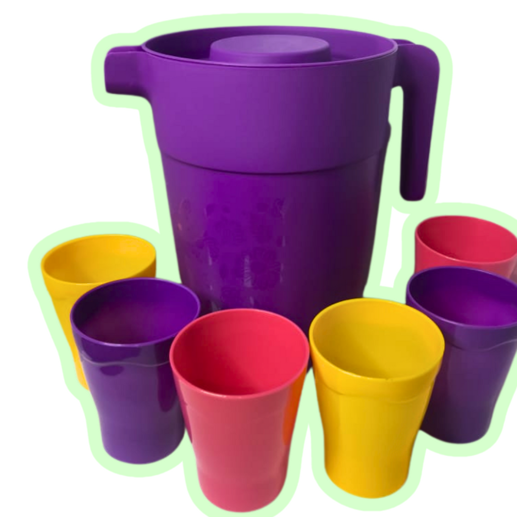 Set Jarra Morada 4L y 6 Vasos Colores ¡Reuniones!