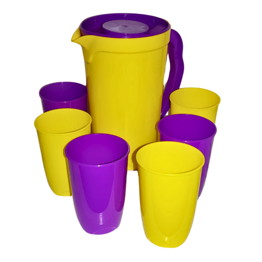 Juego de Jarra Amarilla con 6 Vasos