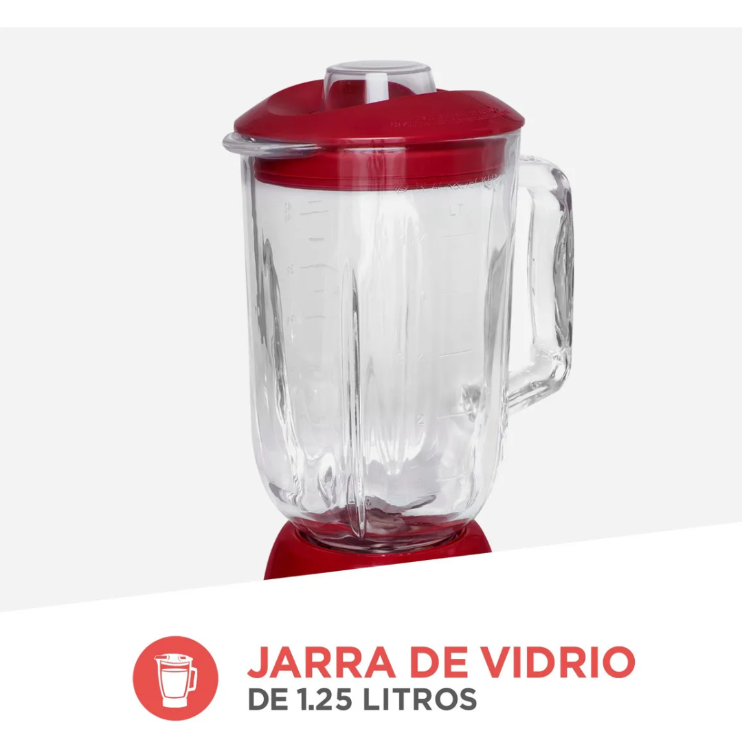 Licuadora Black+Decker 10 Velocidades Jarra Vidrio Rojo