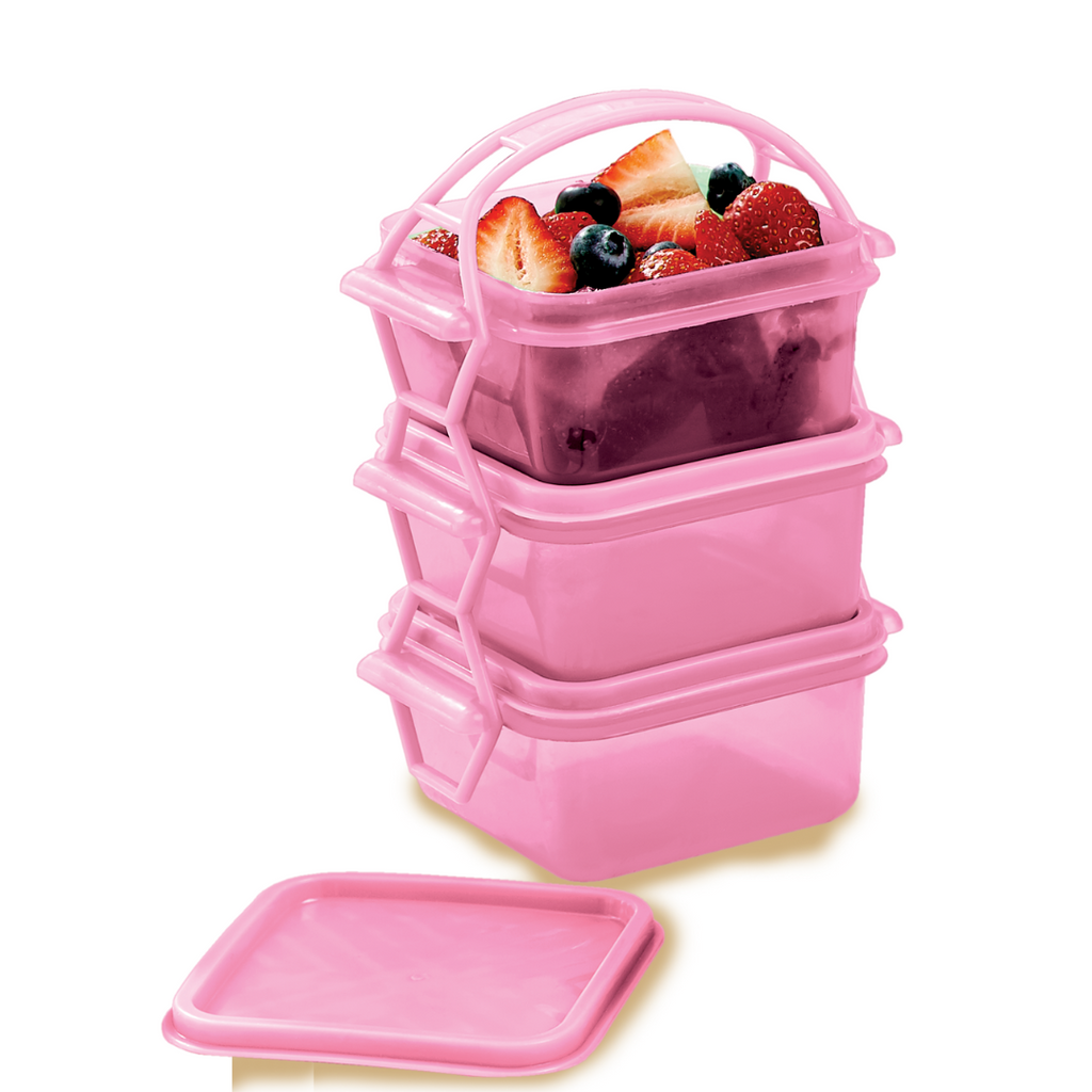 Mini Portavianda Rosa 3 Recipientes 180ml Snacks