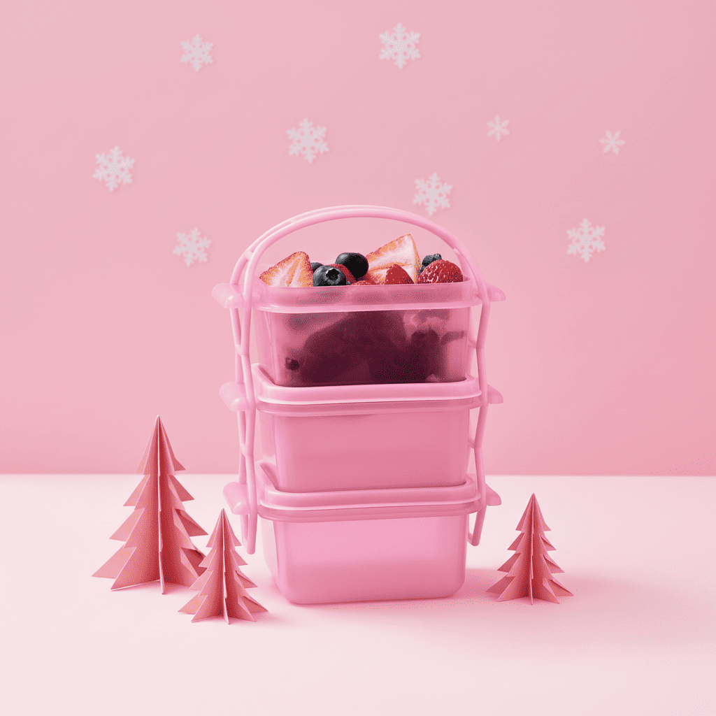 Mini Portavianda Rosa 3 Recipientes 180ml Snacks