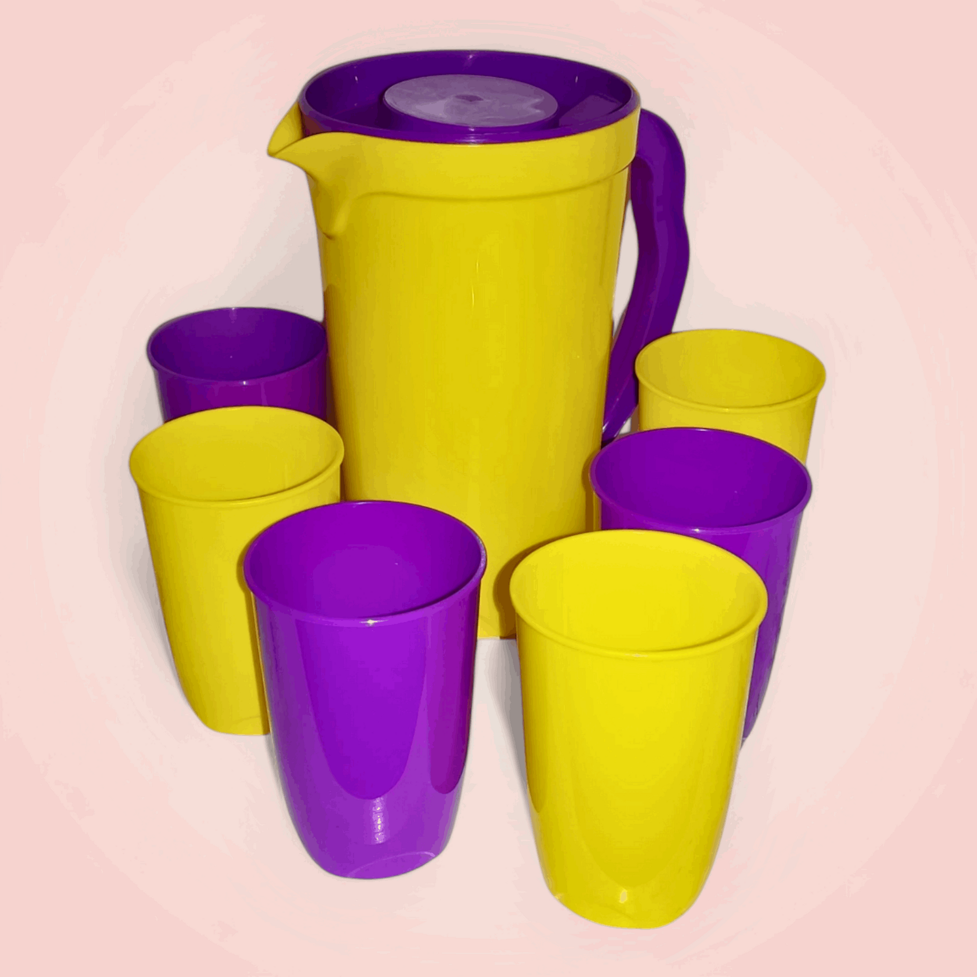 Juego de Jarra Amarilla con 6 Vasos