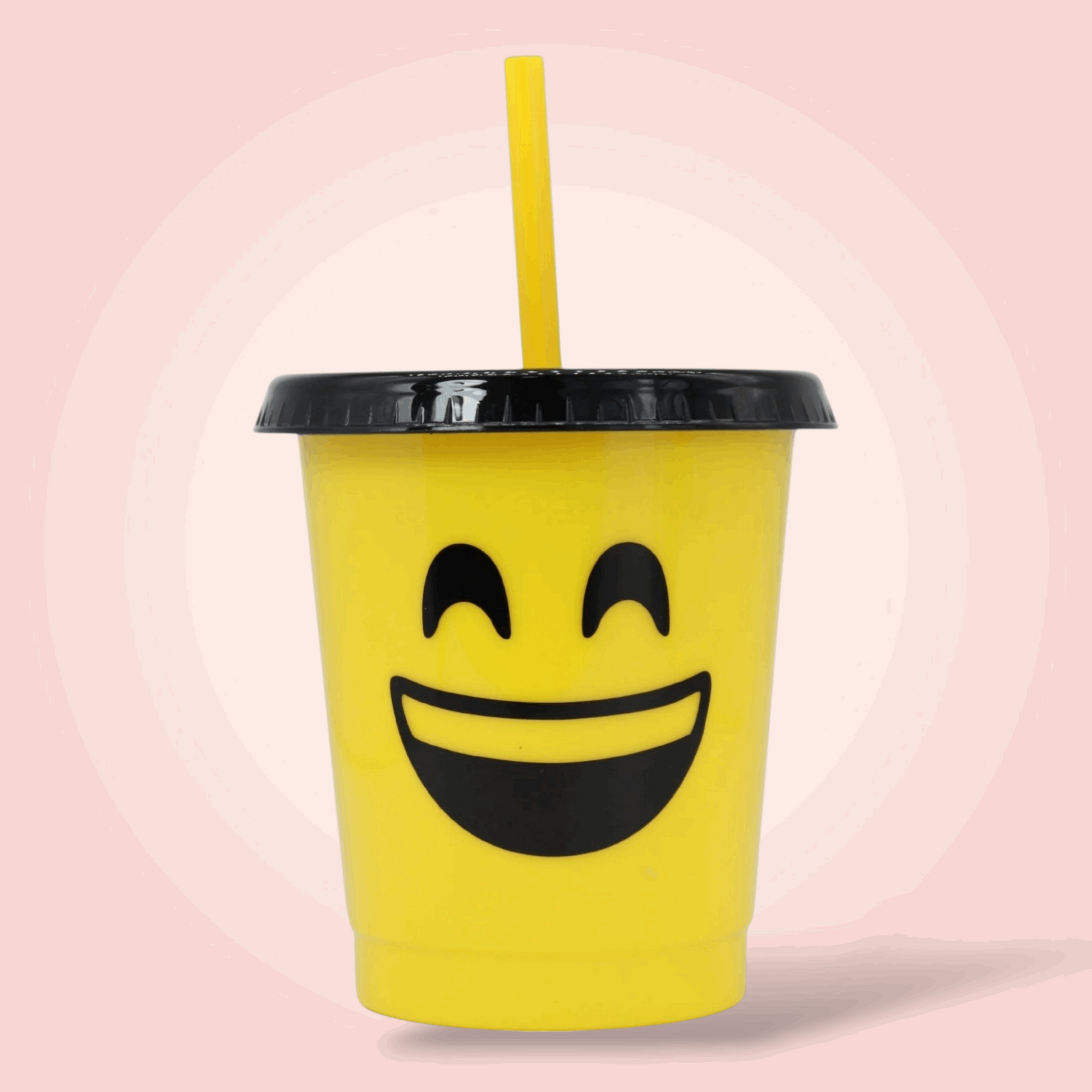 Vaso con popote Mod. Emoji Sonrisa Cap. 473 ml / 16 OZ