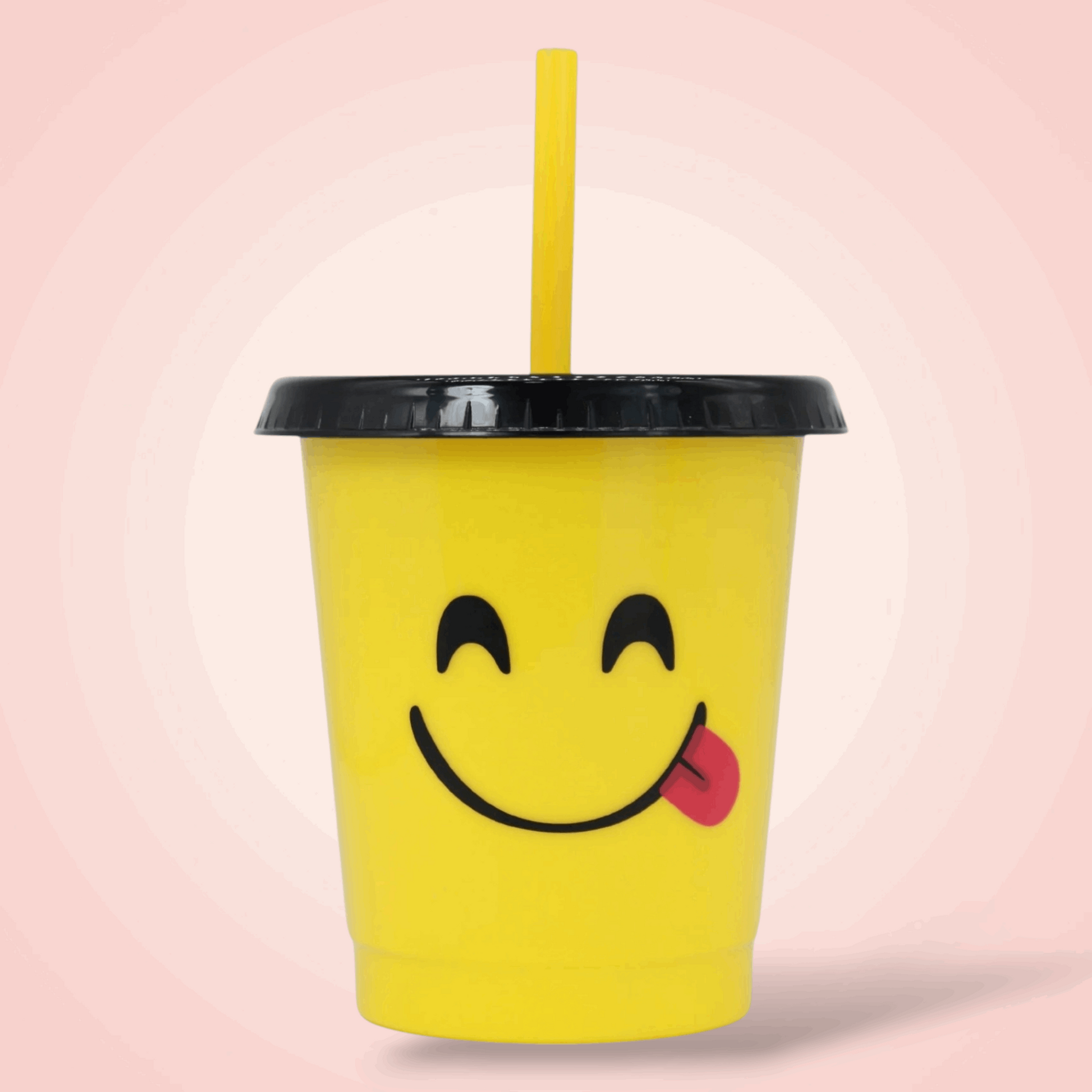 Vaso con popote Mod. Emoji Lengua Cap. 473 ml / 16 OZ