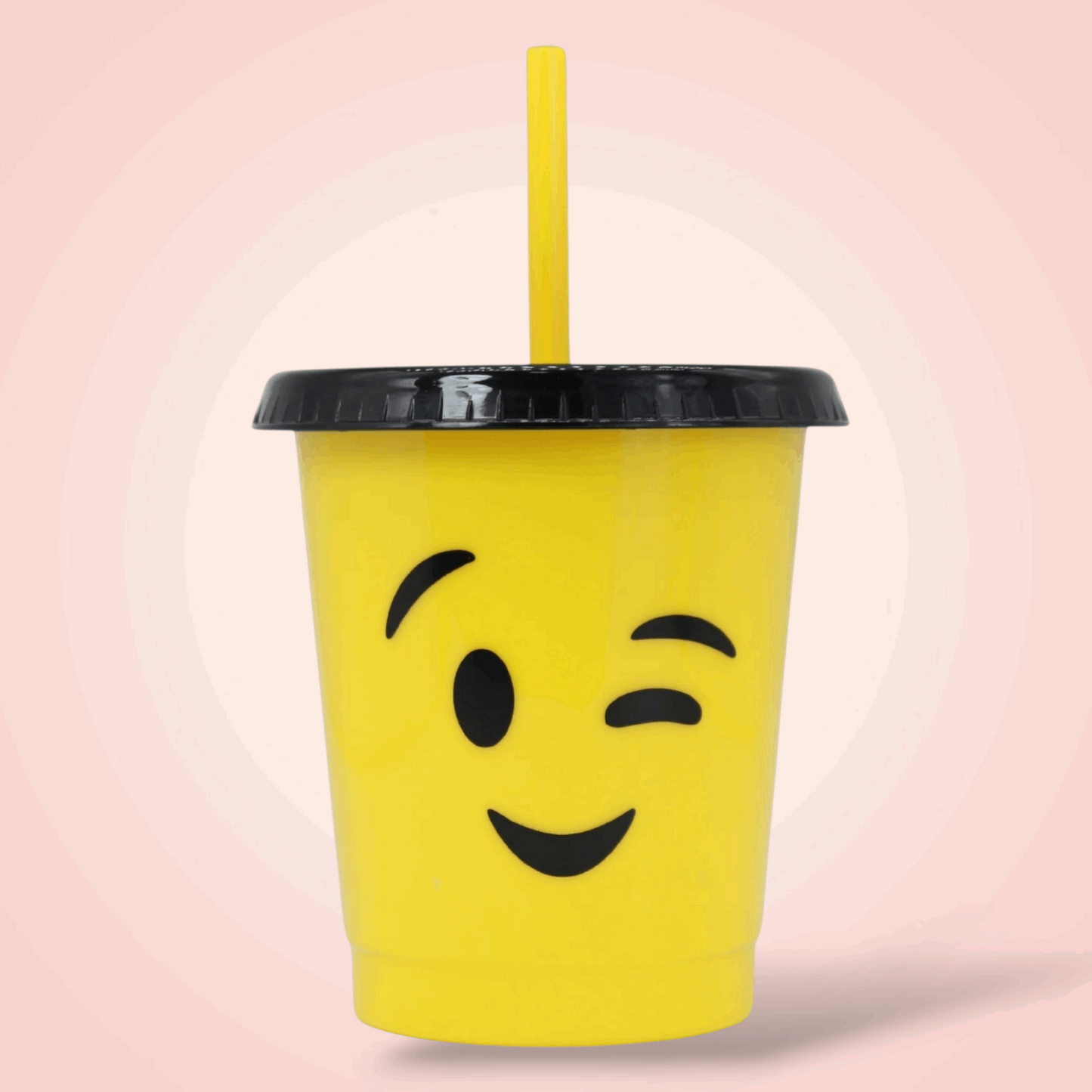 Vaso con popote Mod. Emoji Guiño Cap. 473 ml / 16 OZ