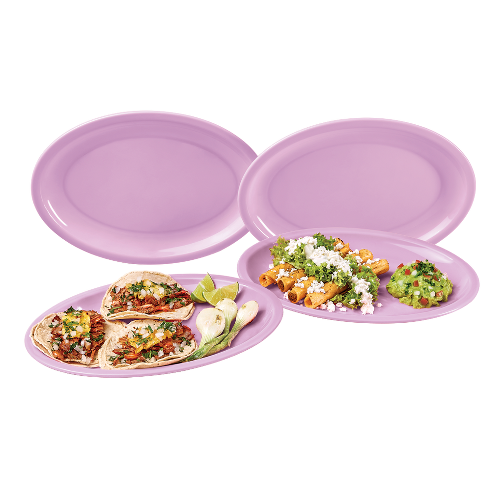 Set 4 Platos Jumbo Lila Plástico Resistente Uso Diario