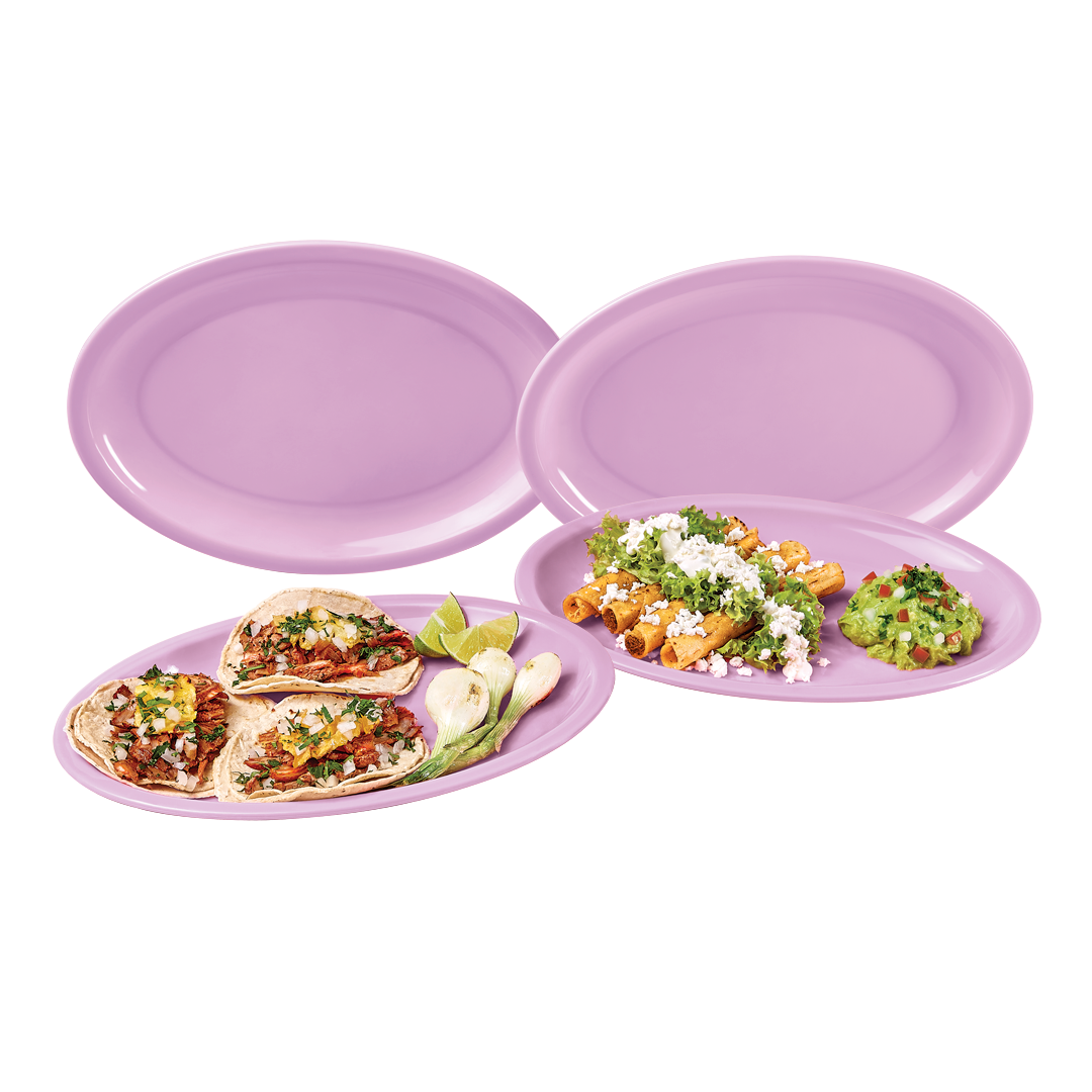 Set 4 Platos Jumbo Lila Plástico Resistente Uso Diario
