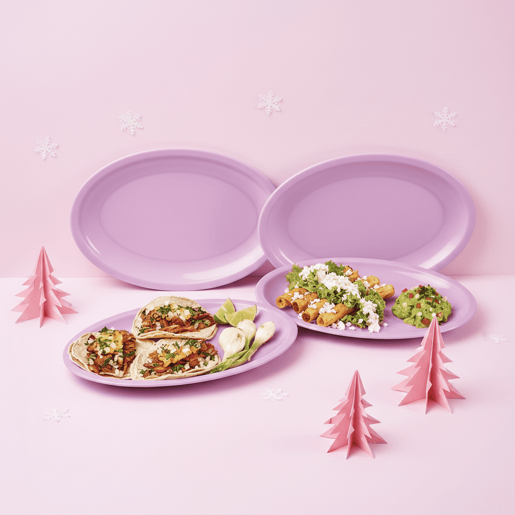 Set 4 Platos Jumbo Lila Plástico Resistente Uso Diario