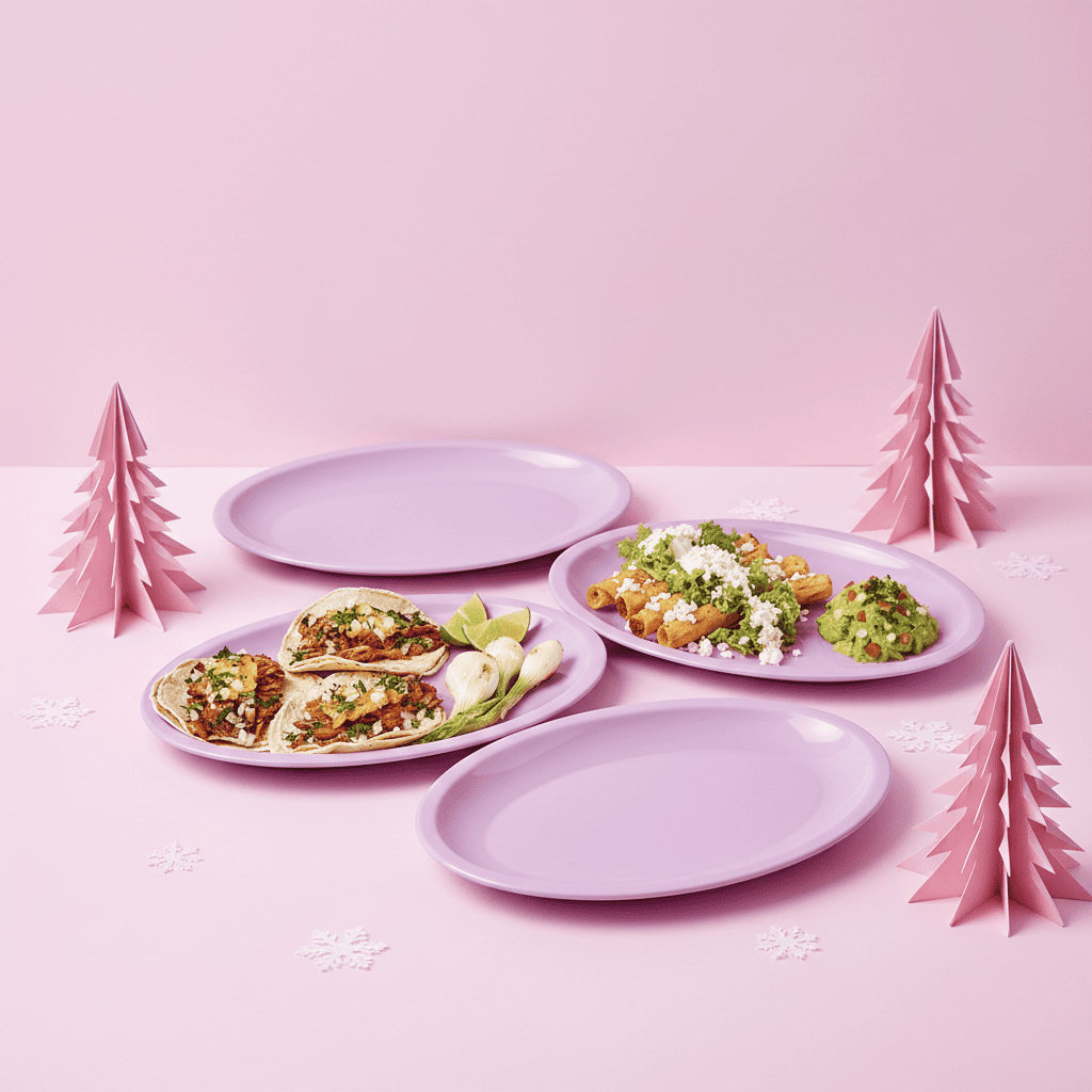 Set 4 Platos Jumbo Lila Plástico Resistente Uso Diario