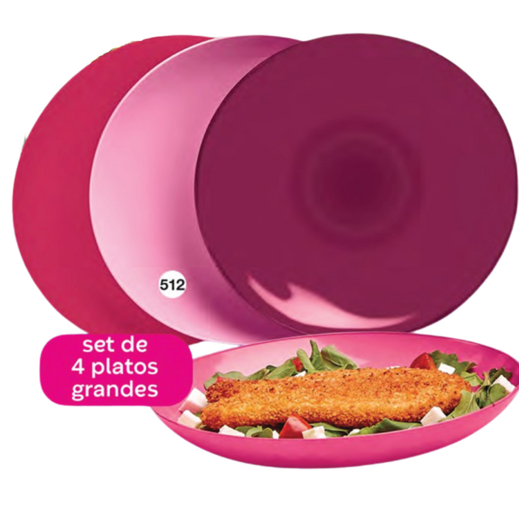 Set 4 Platos Redondos 21cm Rosa-Guinda