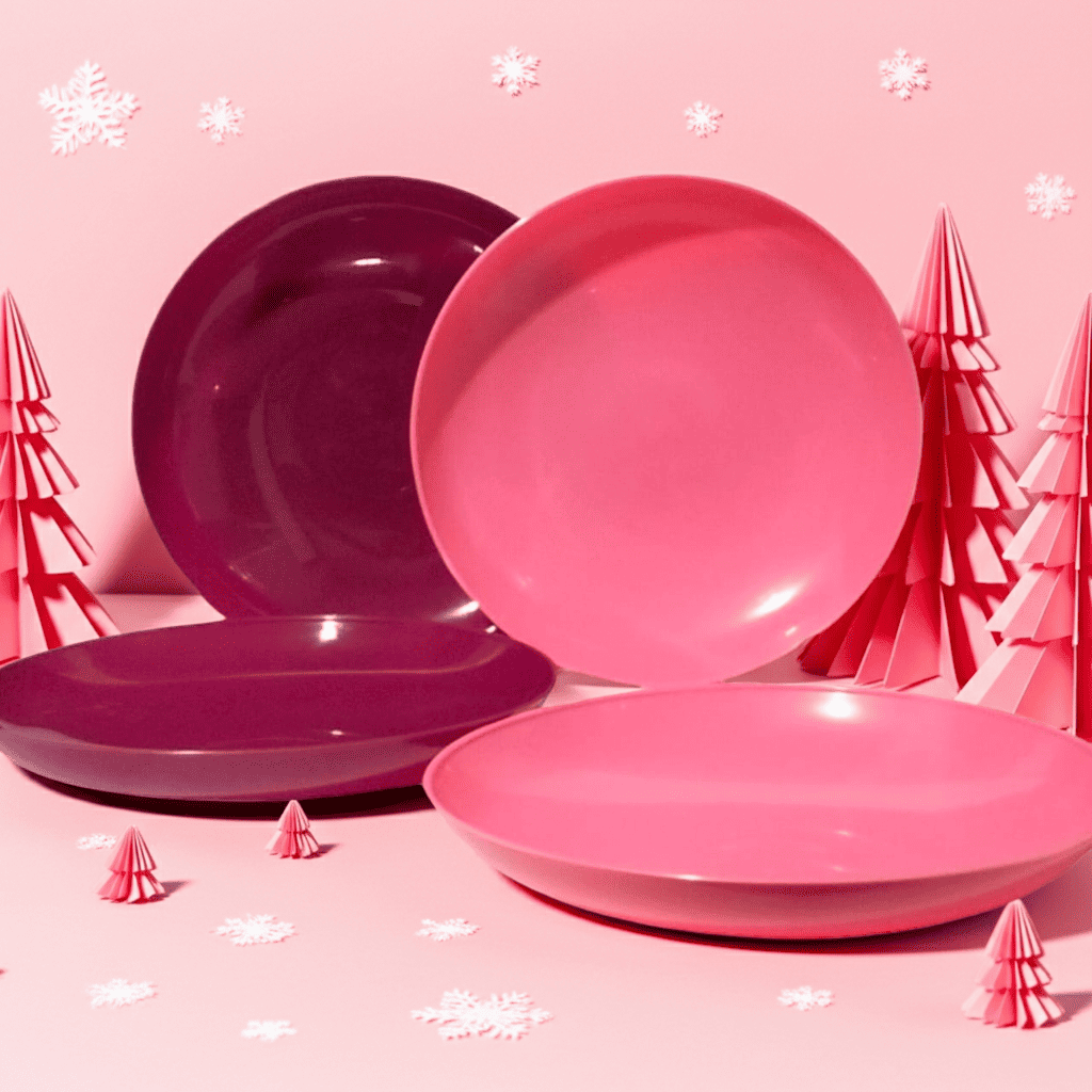 Set 4 Platos Redondos 21cm Rosa-Guinda