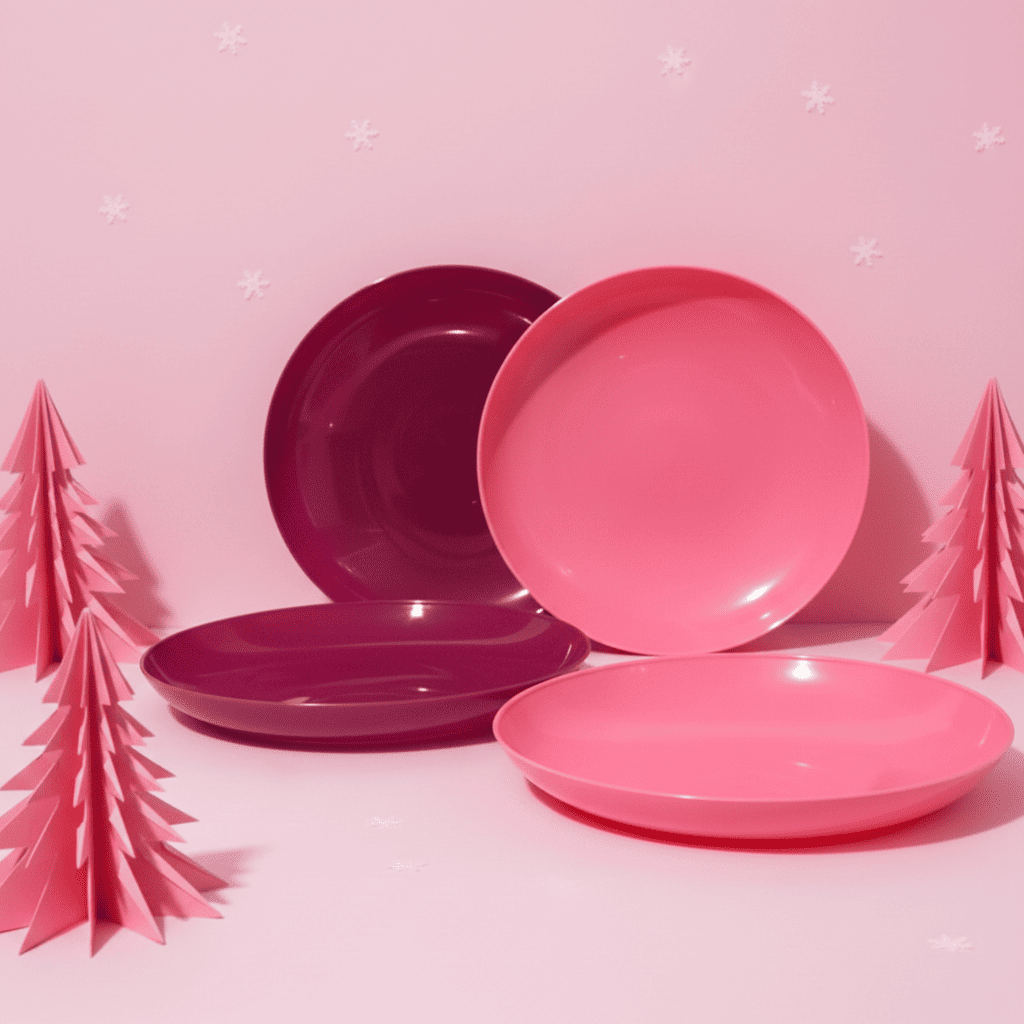 Set 4 Platos Redondos 21cm Rosa-Guinda