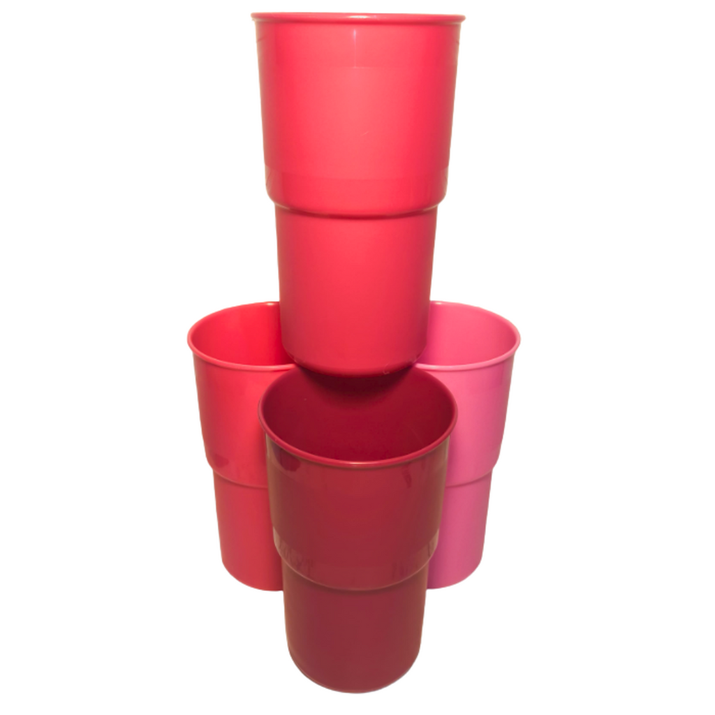 Set de 4 Vasos de Plástico Rosa Guinda Grandes 900 ml