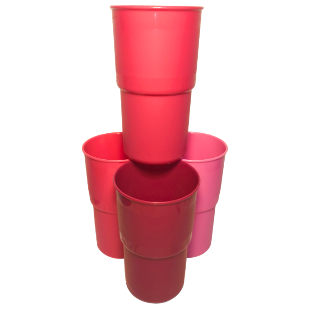 Set de 4 Vasos de Plástico Rosa Guinda Grandes 900 ml