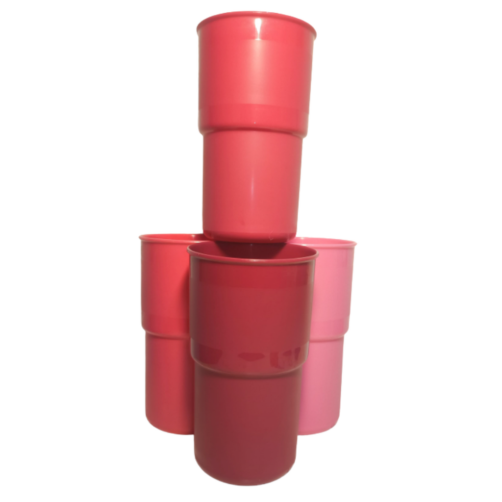 Set de 4 Vasos de Plástico Rosa Guinda Grandes 900 ml