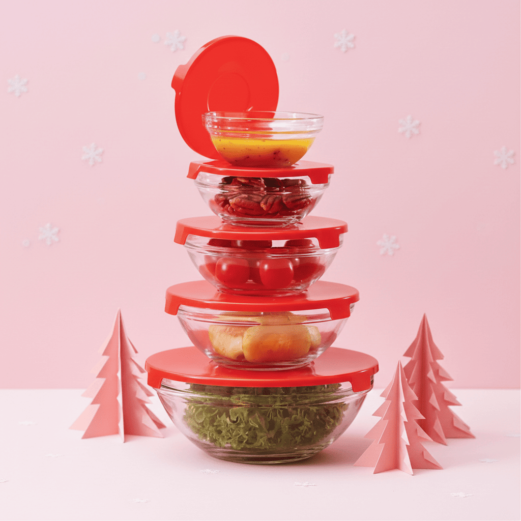 Set 5 Bowls Vidrio Tapas Rojas 100 ml a 600 ml ¡Oferta!