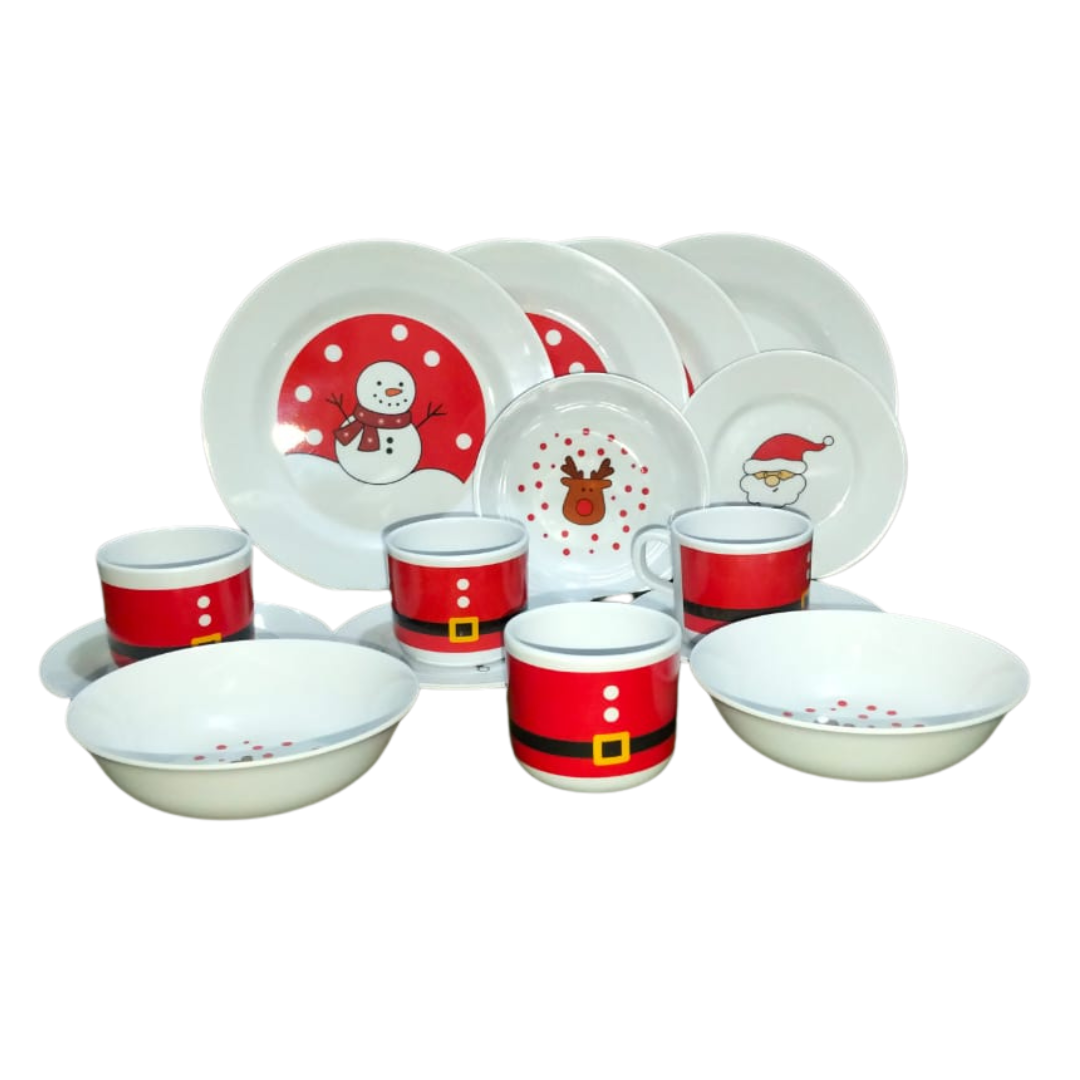 Vajilla Navideña 16 Pzs Melamina 4 Personas Completa