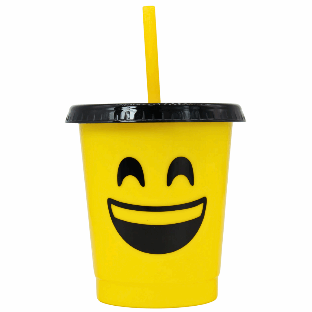 Vaso con popote Mod. Emoji Sonrisa Cap. 473 ml / 16 OZ